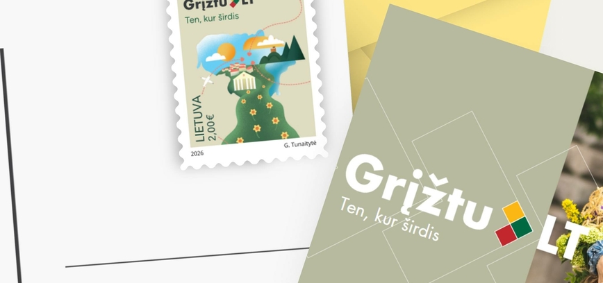 Naujas pašto ženklas „Grįžtu LT – ten, kur širdis“