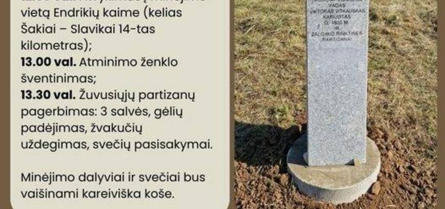 Žygis Lietuvos kariuomenės dienai paminėti, Endrikių kaime žuvusiems partizanams atminti
