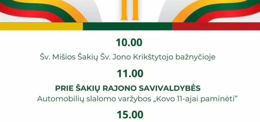 Kovo 11-oji Šakiuose – švęskime kartu!