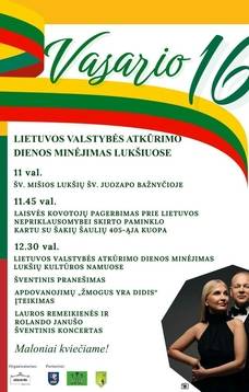 Lietuvos valstybės atkūrimo dienos minėjimas Lukšiuose