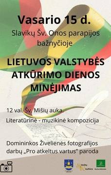 Lietuvos valstybės atkūrimo dienos minėjimas Slavikuose