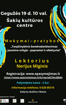 Mokymai-pratybos "Tarpžinybinis bendradarbiavimas jaunimo srityje - paprastai ir efektyviai"