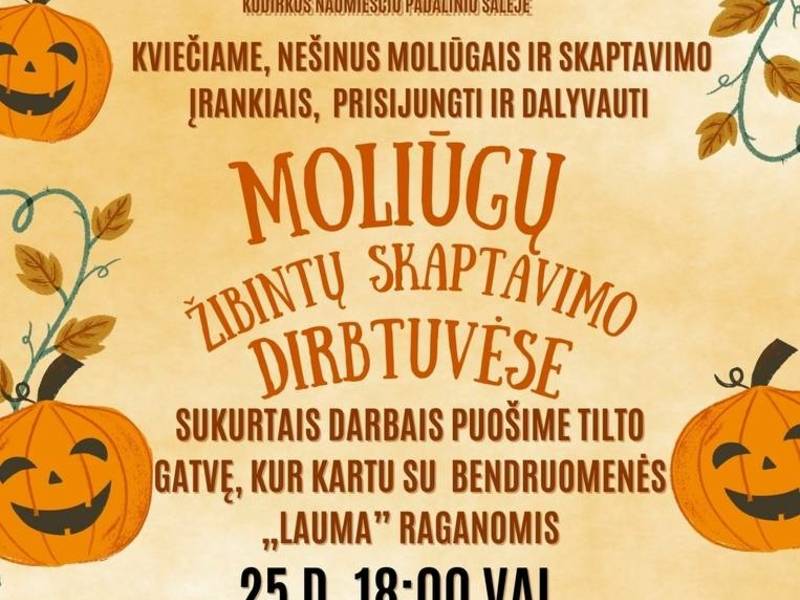 Moliūgų žibintų skaptavimo dirbtuvės ir įžiebimo šventė