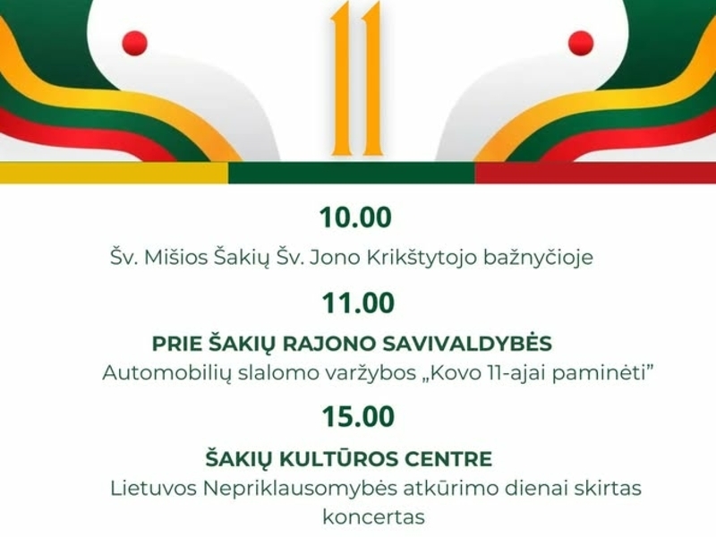 Kovo 11-oji Šakiuose – švęskime kartu!