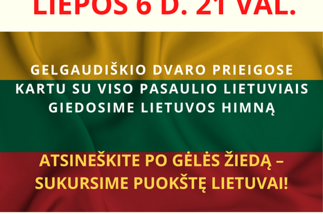 Lietuvos valstybės himno giedojimas Gelgaudiškyje